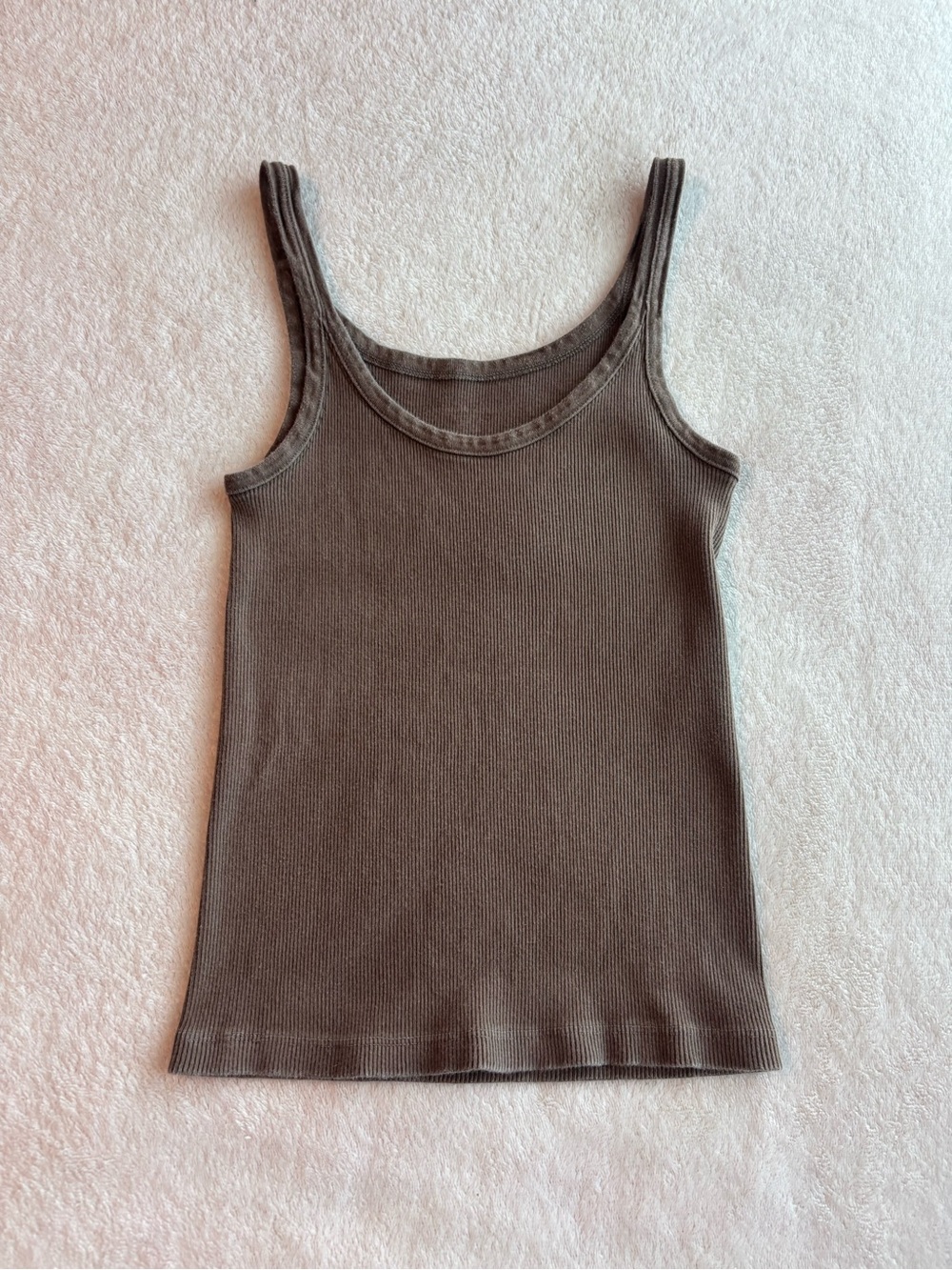 Brandy Melville Brown Ribbed Scoop Tank